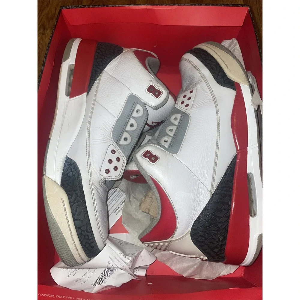NIKE AIR JORDAN III RETRO 3 FIRE RED WHITE BLACK 2013 RARE‎ 136064-120 (SIZE 14)